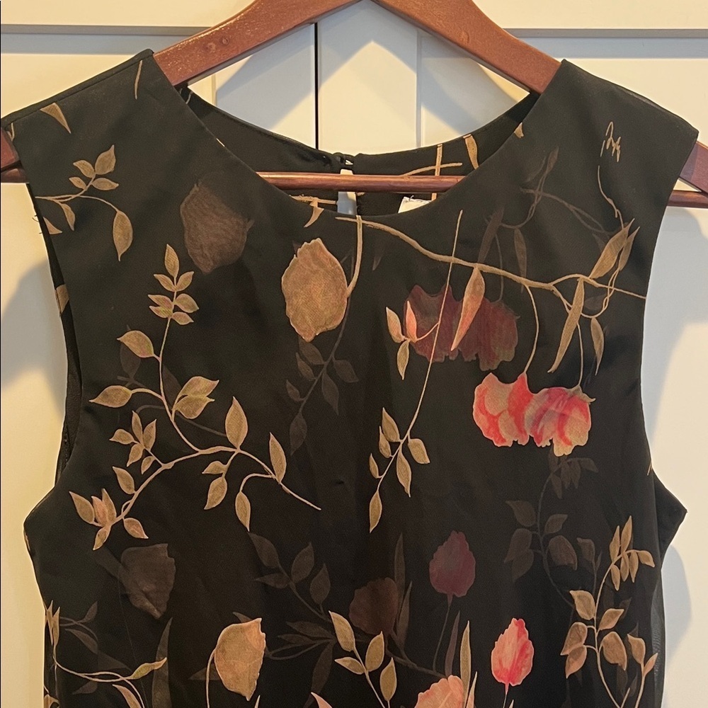 D. Stevens Black Floral Midi Dress Size 14 - Picture 3 of 6